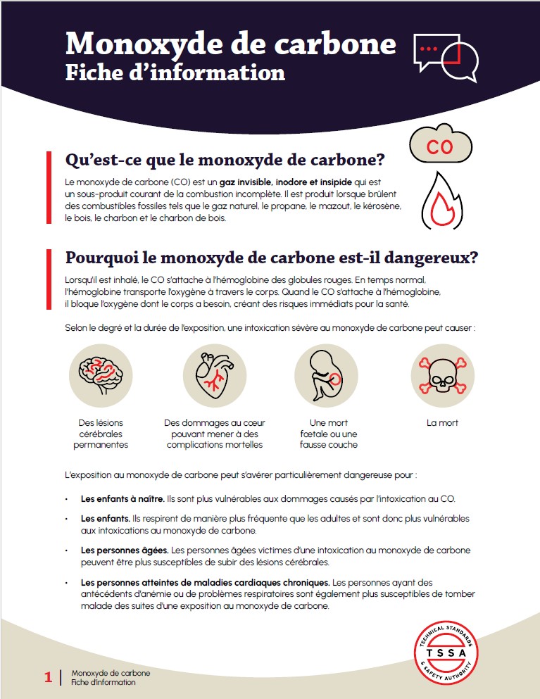 Monoxyde de carbone - Fiche d'information - 2026